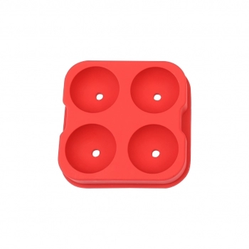 Utensílio Forma de Gelo Silicone 4 Cubos Redondo Vermelho