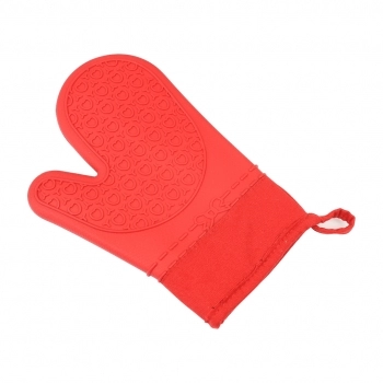 Utensílio Luva Térmica de Silicone Longa Vermelho – Luva com Revestimento de Tecido e Silicone