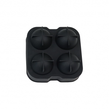 Utensílio Forma de Gelo Silicone 4 Cubos Redondo Preto