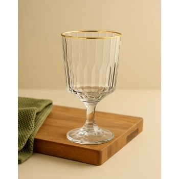 Taça Água de Vidro Zaira Filete Dourado 350ml