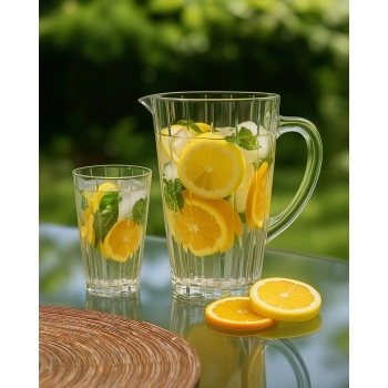 Conjunto de Jarra 1250ml e Copos de Vidro 470ml Zaira Luva com 05