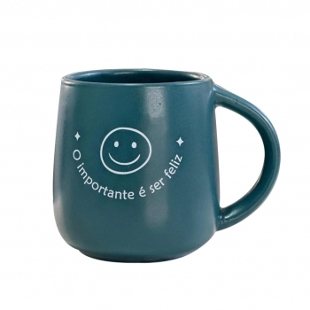 Caneca Cerâmica Emoções 300 ml Luva com 1 – Ser Feliz