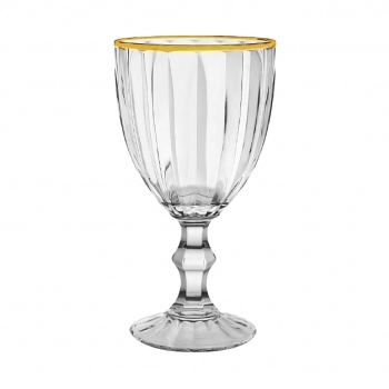 Taça Água de Vidro Filete Dourado Lines 320ml