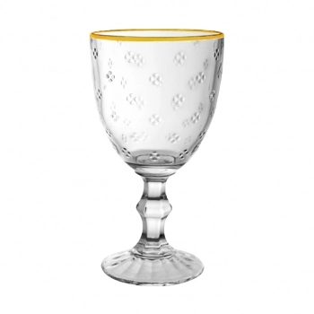 Taça Água de Vidro Filete Dourado Petit 320ml