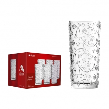Copo Long Drink de Vidro Fleur 360ml