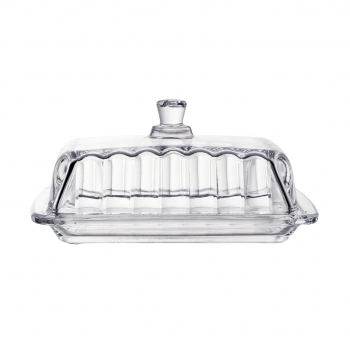 Manteigueira de Vidro Retangular Lines 17cm Luva com 1