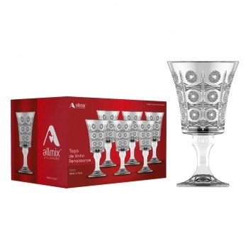 Taça de Vinho de Vidro Renaissance 200ml Luva com 6