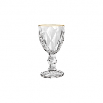 Taça de Licor de Vidro Diamond Filete Dourado 60ml
