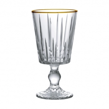 Taça de Vinho de Vidro Filete Dourado Nápoles 330ml