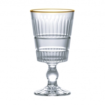 Taça de Vinho de Vidro Filete Dourado Gênova 330ml