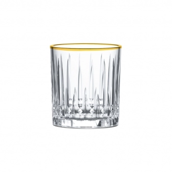 Copo Rocks de Vidro Filete Dourado Nápoles 315ml