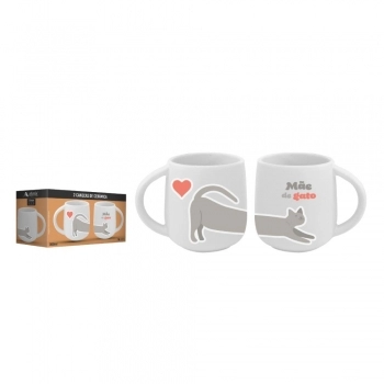 Caneca Ceramica Pets 300 ML Luva Com 2 - Mãe e Pai Cat