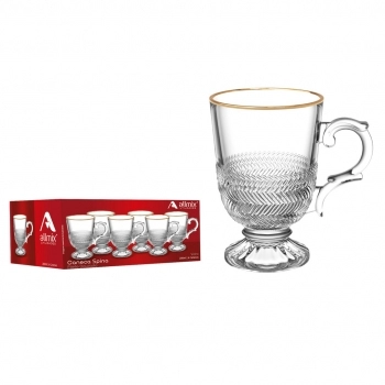 Caneca de Vidro Filete Dourado Spina 200ml