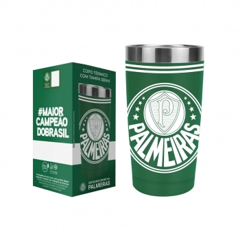 Copo Térmico Inox com Tampa 550ml Palmeiras – Luva com 1