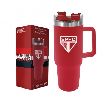Caneca Térmica Inox com Tampa e Canudo 1200ml São Paulo – Luva com 1