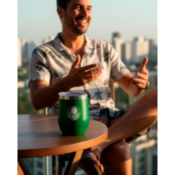 Copo Térmico Inox com Tampa 360ml Palmeiras – Luva com 1