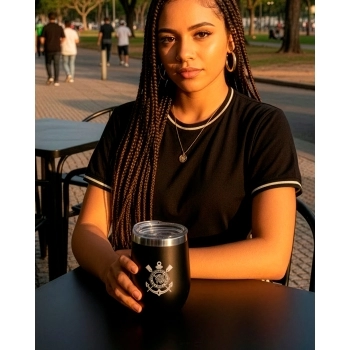 Copo Térmico Inox com Tampa 360ml Corinthians – Luva com 1