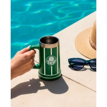 Caneca Térmica Inox 750ml Palmeiras – Luva com 1