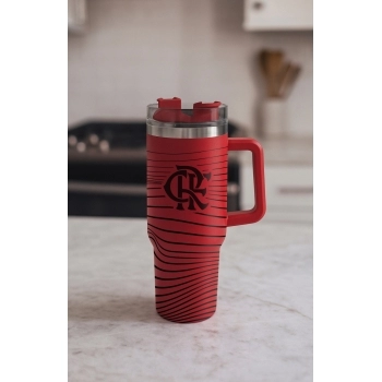 Caneca Térmica Inox com Tampa e Canudo 1200ml Flamengo – Luva com 1
