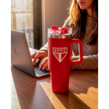 Caneca Térmica Inox com Tampa e Canudo 1200ml São Paulo – Luva com 1