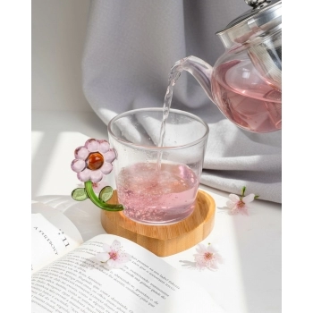 Caneca Borossilicato Pétalas 250ml Luva com 1 - Rosa