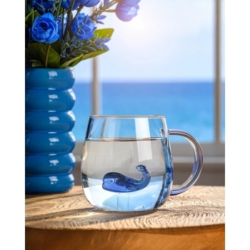 Caneca Borossilicato 3D 350ml Na Luva - Baleia