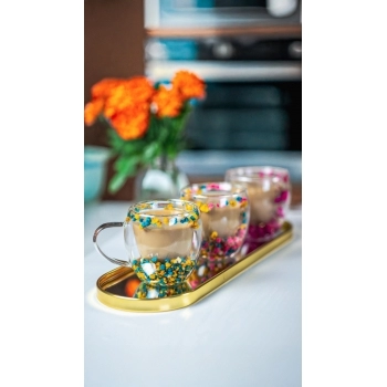 Caneca Borossilicato Parede Dupla Camelia Outono 250ml - Luva com 01