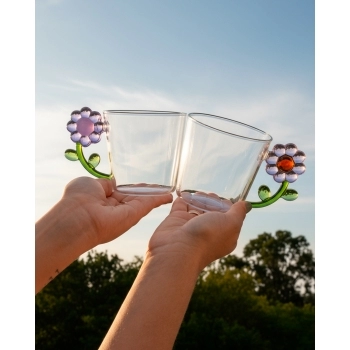 Caneca Borossilicato Pétalas 250ml Luva com 1 - Roxa