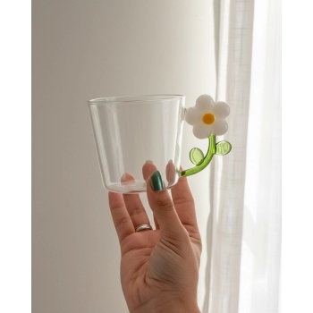 Caneca Borossilicato Pétalas 250ml Luva com 1 – Branca