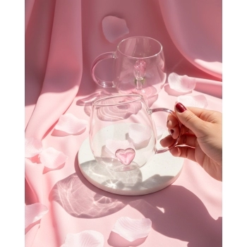 Caneca Borossilicato 420ml Coração 3D - Luva Com 1