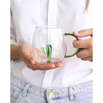 Caneca Borossilicato 3D 350ML LUVA COM 1 - CACTO