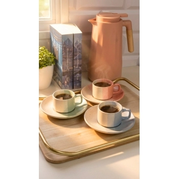 Xícara Cerâmica com Pires Ternura 130 ml Luva C 02 - Rosa