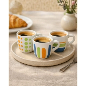 Xícara Ceramica Soft Colors 90ml Luva com 6 Sortida