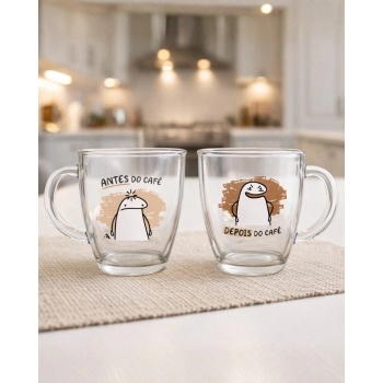 Caneca Conica de Vidro Flork 350 ml Luva Com 1 - Depois do Cafe