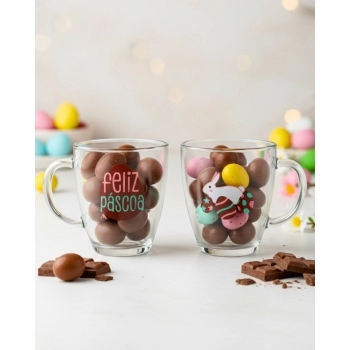 Caneca Conica de Vidro Pascoa 350ml Luva com 1 - Ovinhos