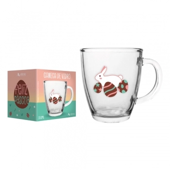 Caneca Conica de Vidro Pascoa 350ml Luva com 1 - Ovinhos
