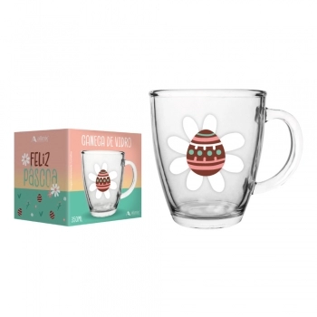 Caneca Conica de Vidro Pascoa 350ml Luva com 1 - Ovos