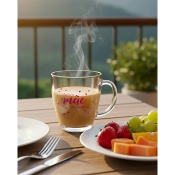 Caneca Conica de Vidro Mae 350ml Luva com 1 - Mae do Mundo