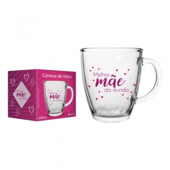 Caneca Conica de Vidro Mae 350ml Luva com 1 - Mae do Mundo