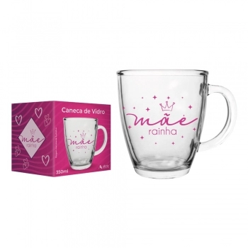 Caneca Cconica de Vidro Mae 350ml Luva com 1 - Mae Rainha