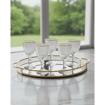 Taça de Licor de Vidro Barroco Filete Dourado 60ml