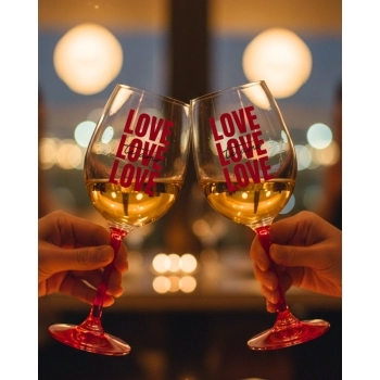 Taça Vinho de Vidro Love 450ml Luva com 01 - Te Amo