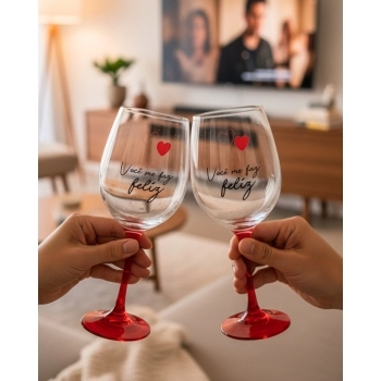 Taça Vinho de Vidro Love 450ml Luva com 01 - Feliz