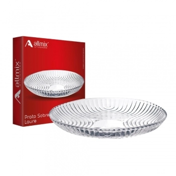 Prato de Vidro Sobremesa Laure 19cm na Luva com 2