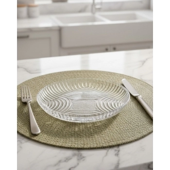 Prato de Vidro Sobremesa Laure 19cm na Luva com 2