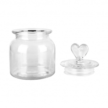 Conjunto com 2 Potes de Vidro Coração 650 ml