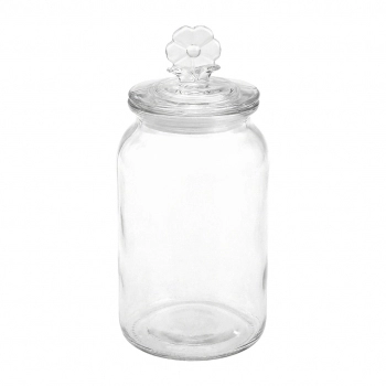 Pote de Vidro Flor 1250 ml com Tampa Hermética