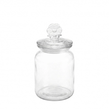 Pote de Vidro Flor 1000 ml com Tampa Hermética