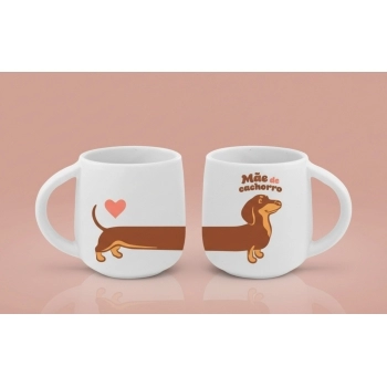 Caneca Ceramica Pets 300 ML Luva Com 2 - Mãe e Pai Dog