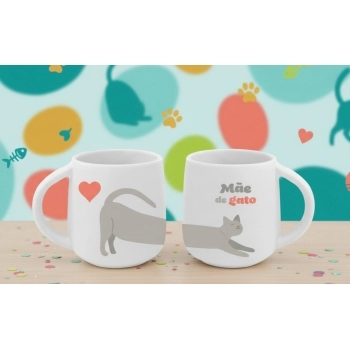 Caneca Ceramica Pets 300 ML Luva Com 2 - Mãe e Pai Cat